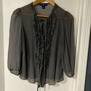 Gap - sheer grey ruffle top - M